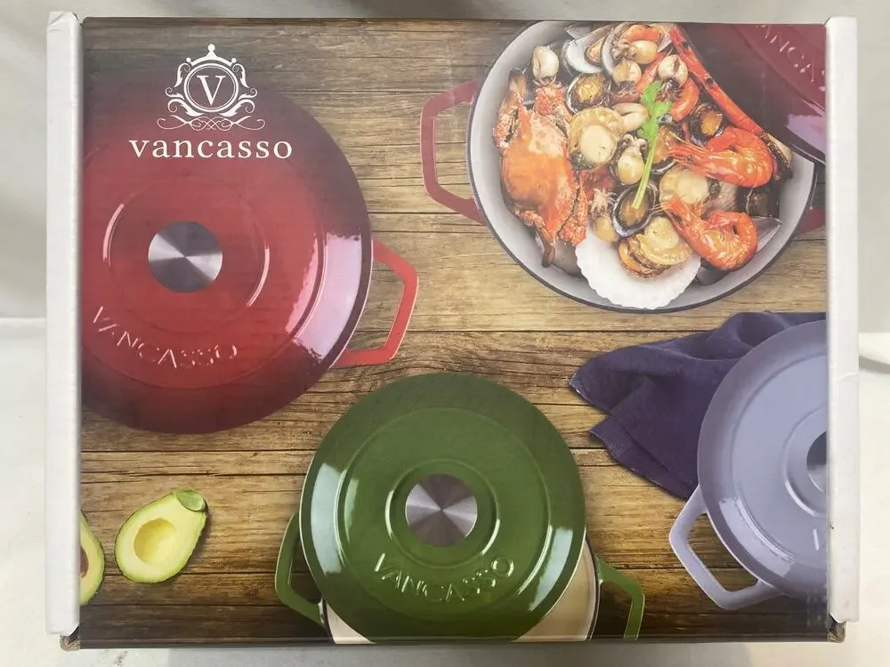 Vancasso Enameled Cast Iron Dutch Oven 6 Quart Cookware Red Pot w/ Lid